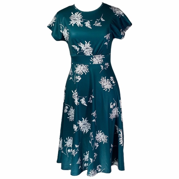 Homeyee floral casual A-Line midi dress size 4 - Picture 5 of 9